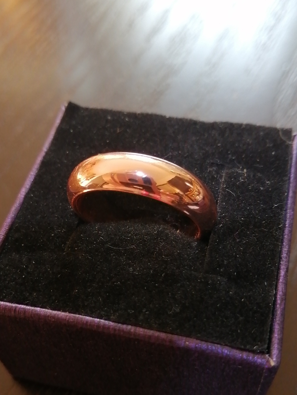 Polished Rose Gold Tone/Copper Colour Wide Band Size 9